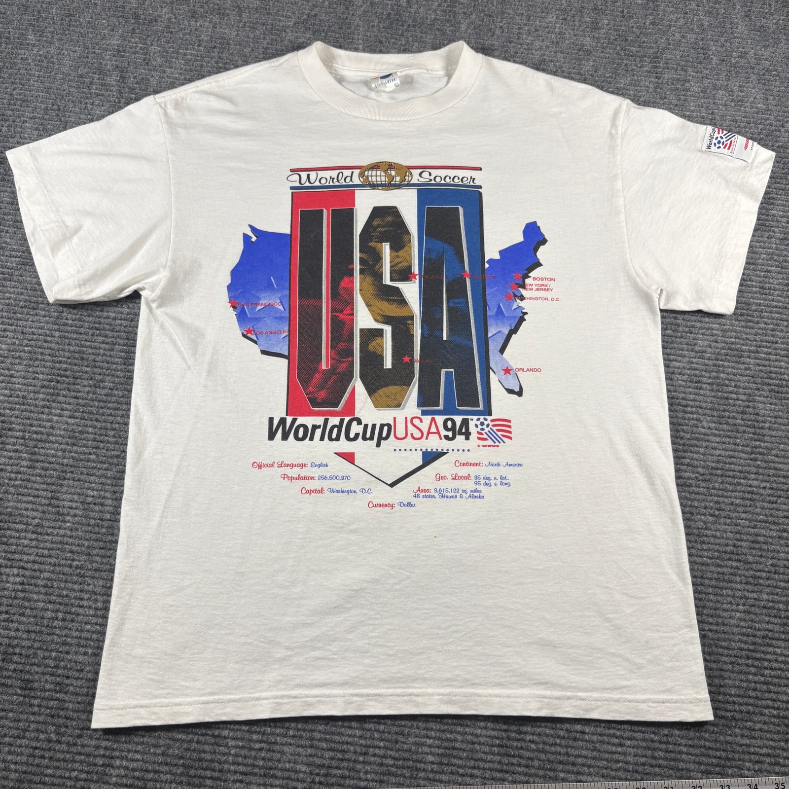 Vintage World Cup Usa 94 Soccer TShirt High 5 Sportswear White Mens Large L